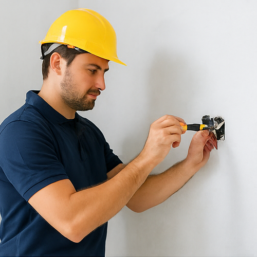 Professional electrician installing wiring in a modern Tauranga home, showcasing safe electrical work and expert service.